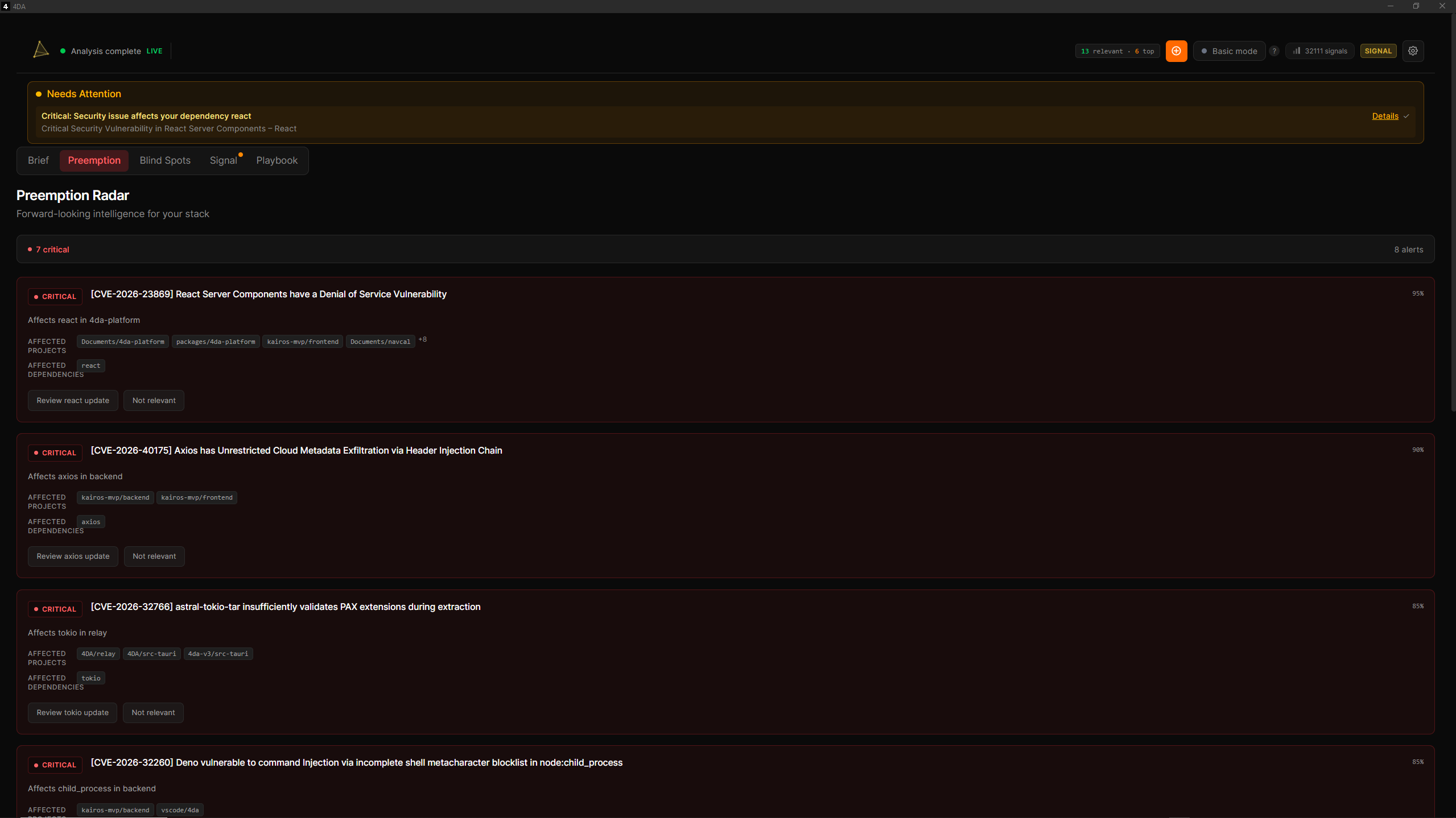 4DA Preemption Radar — CVE alerts for your dependencies